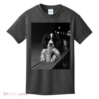 Cool Dog with Sunglasses and Iced Coffee Vibes Kids T-Shirt