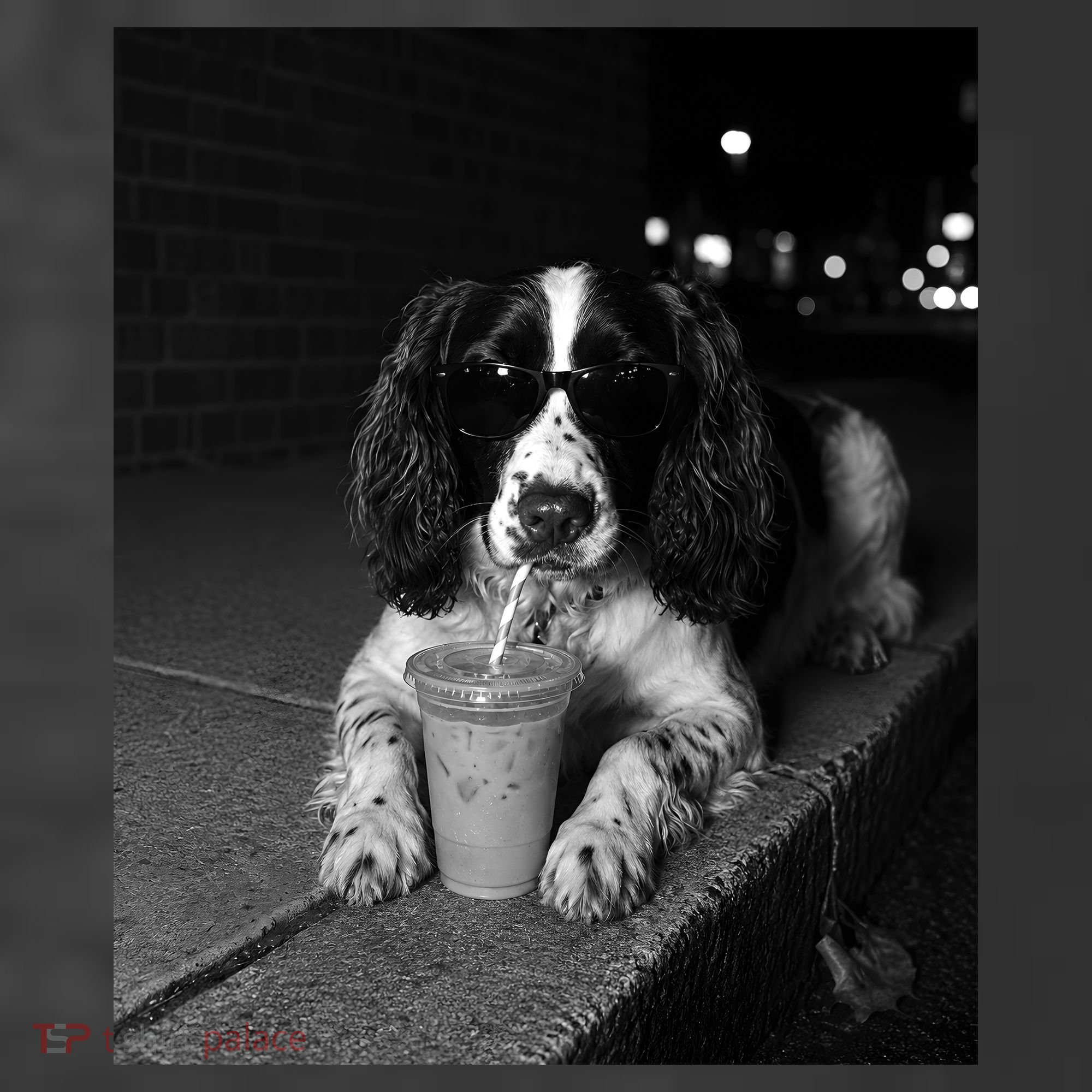 Cool Dog with Sunglasses and Iced Coffee Vibes Kids T-Shirt