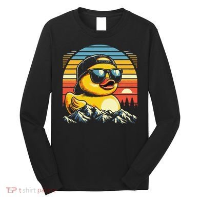 Cool Duck With Sunglasses Retro Funny Long Sleeve Shirt