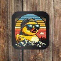 Cool Duck With Sunglasses Retro Funny Coaster thumb 0