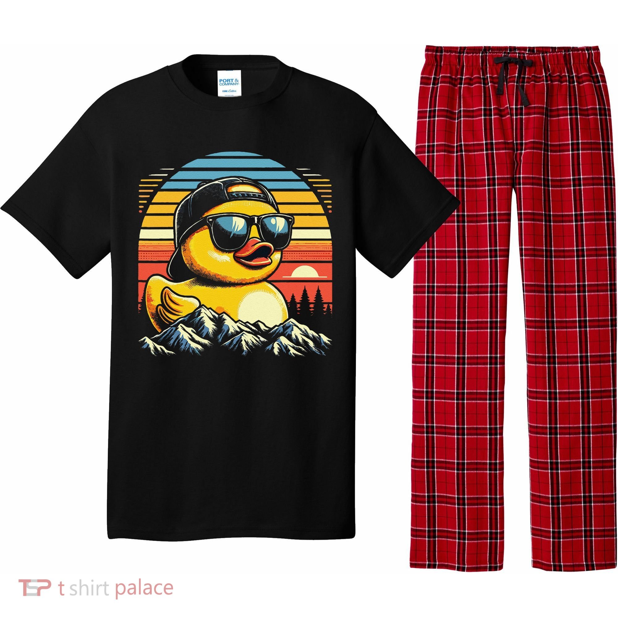 Cool Duck With Sunglasses Retro Funny Pajama Set