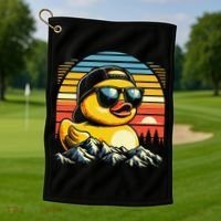 Cool Duck With Sunglasses Retro Funny Golf Towel thumb 1