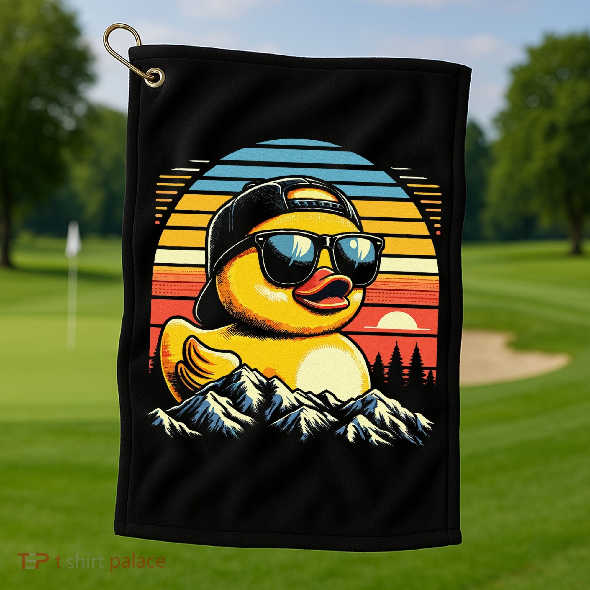 Cool Duck With Sunglasses Retro Funny Golf Towel