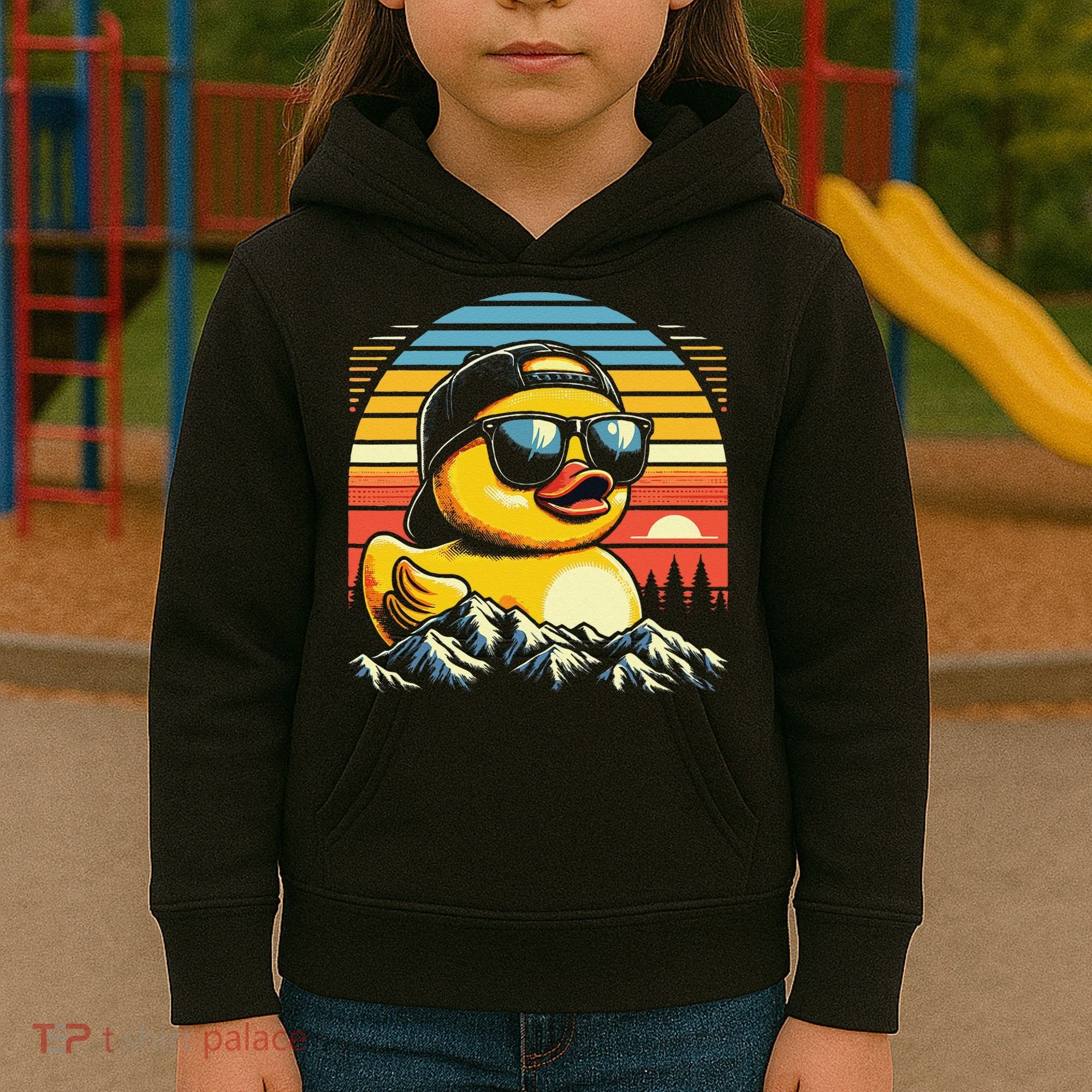 Cool Duck With Sunglasses Retro Funny Kids Hoodie
