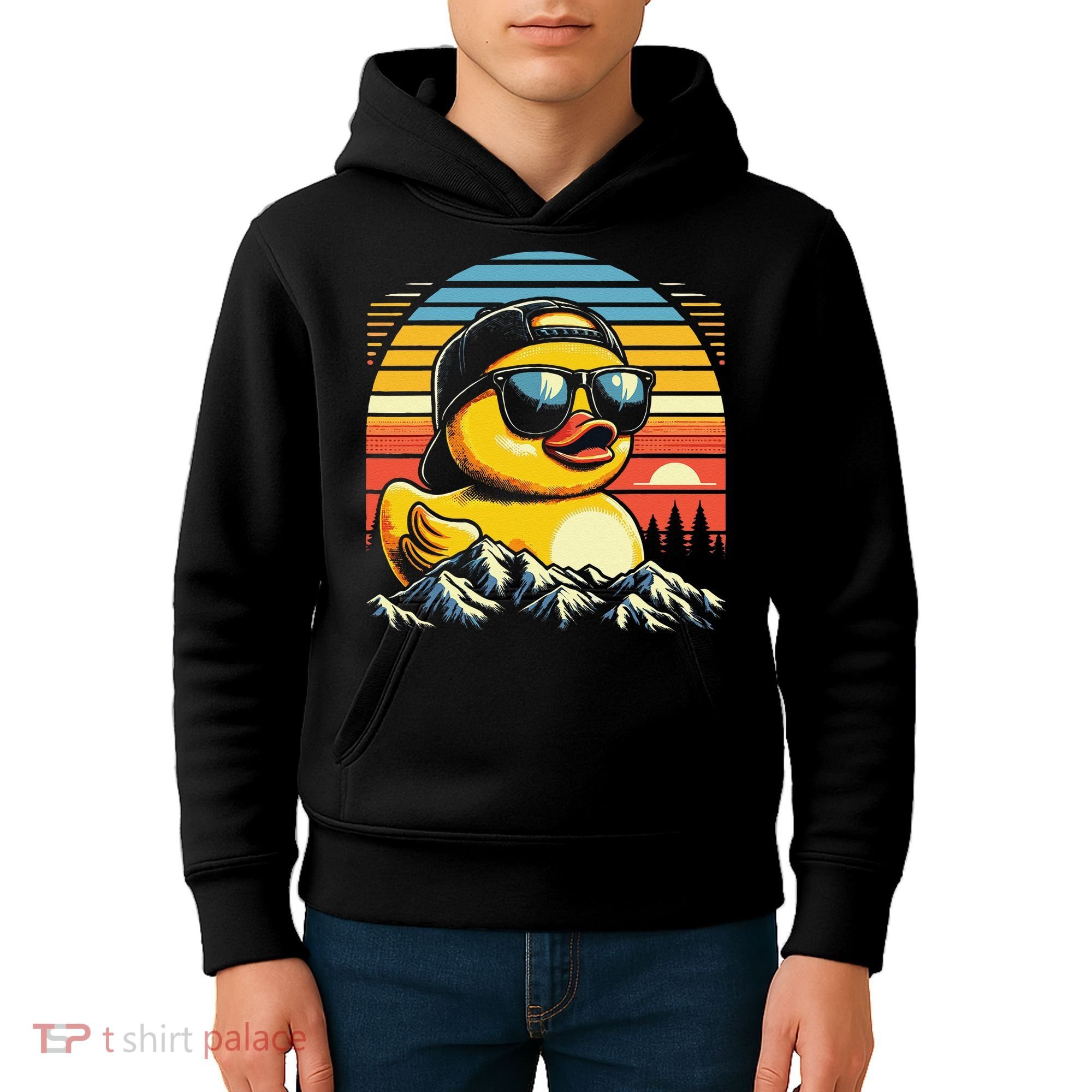 Cool Duck With Sunglasses Retro Funny Kids Hoodie