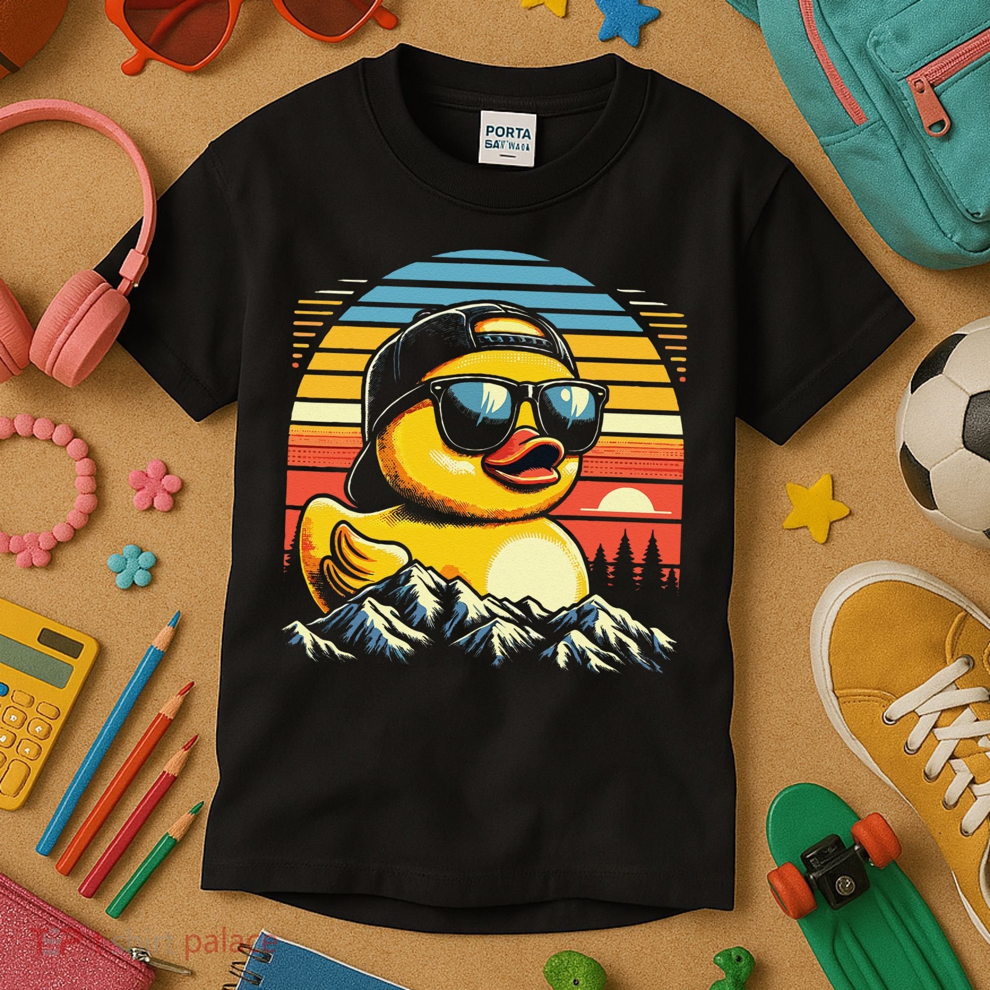 Cool Duck With Sunglasses Retro Funny Kids T-Shirt
