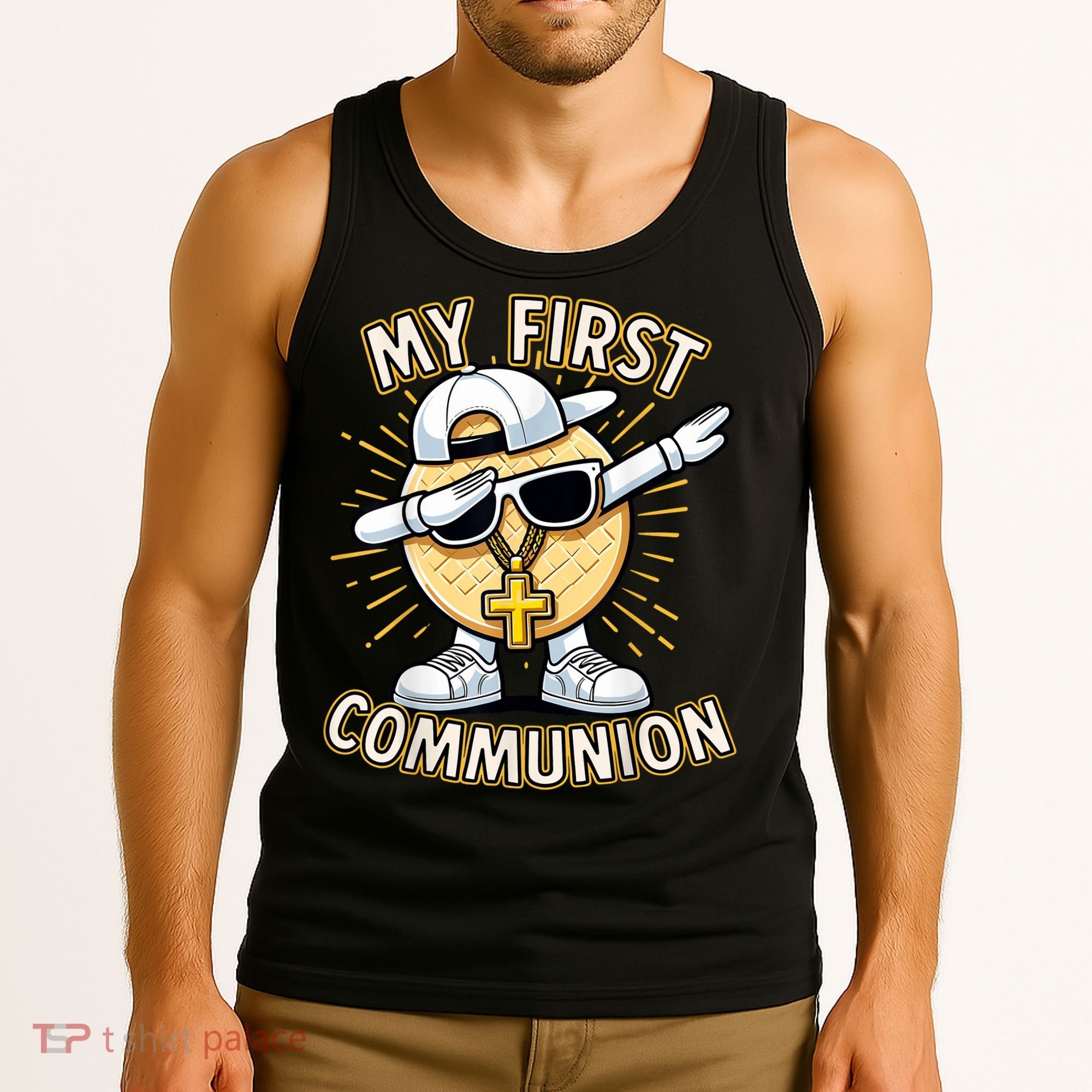 Communion Dabbing Wafer Funny 1st Communion Tank Top