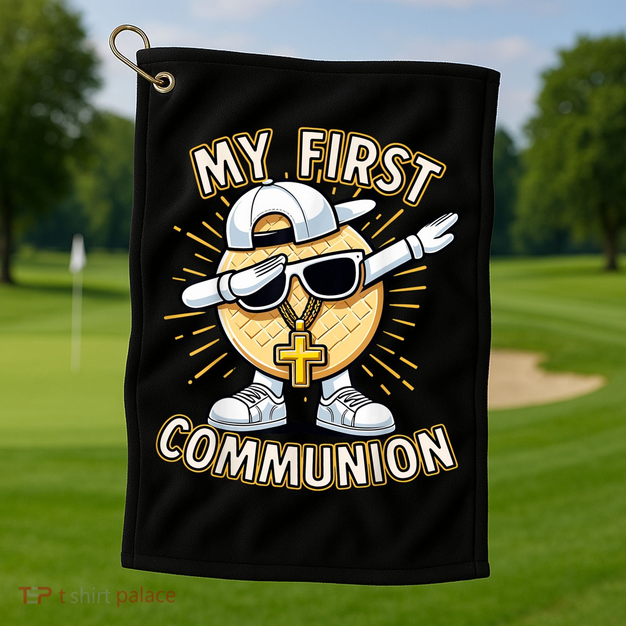 Communion Dabbing Wafer Funny 1st Communion Golf Towel