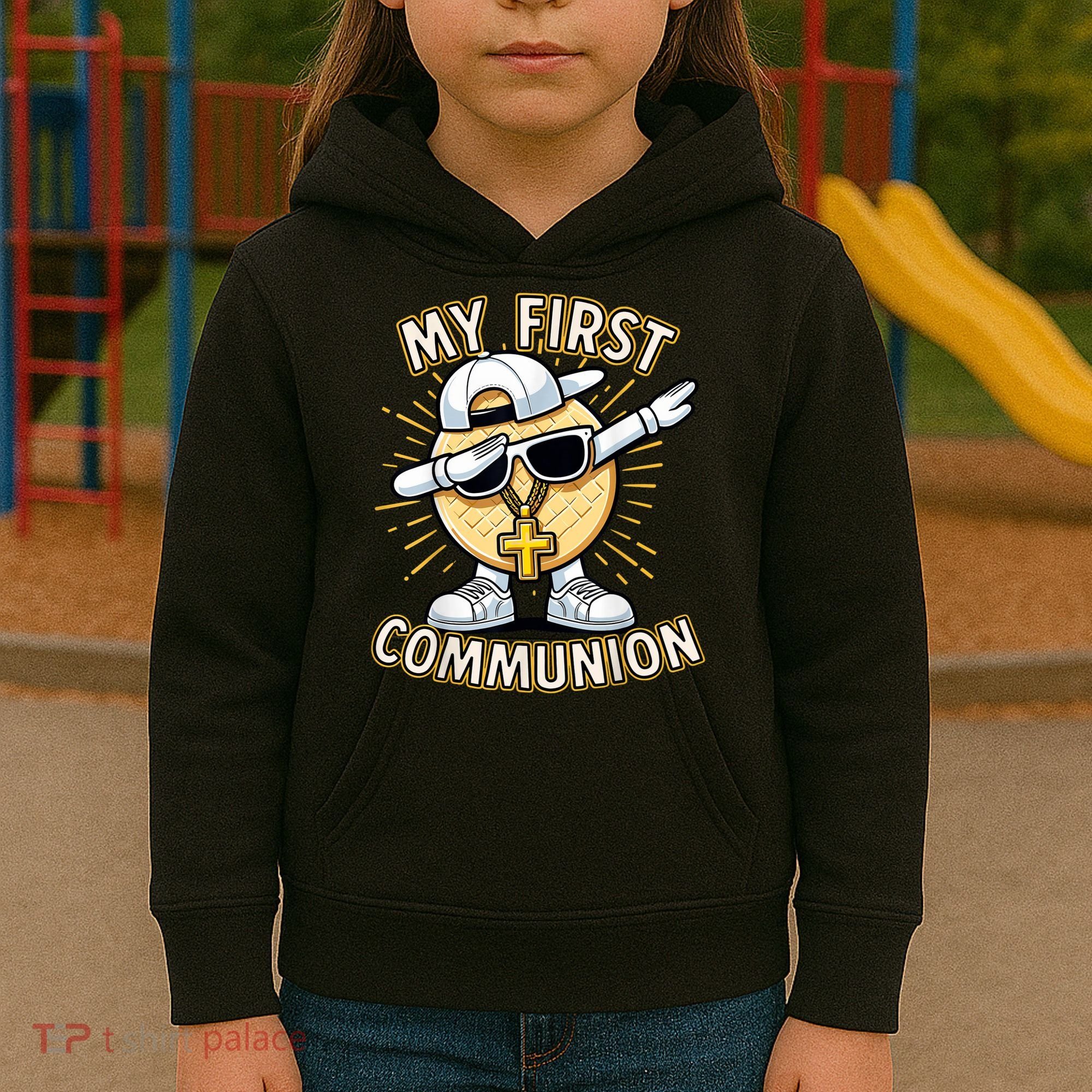 Communion Dabbing Wafer Funny 1st Communion Kids Hoodie