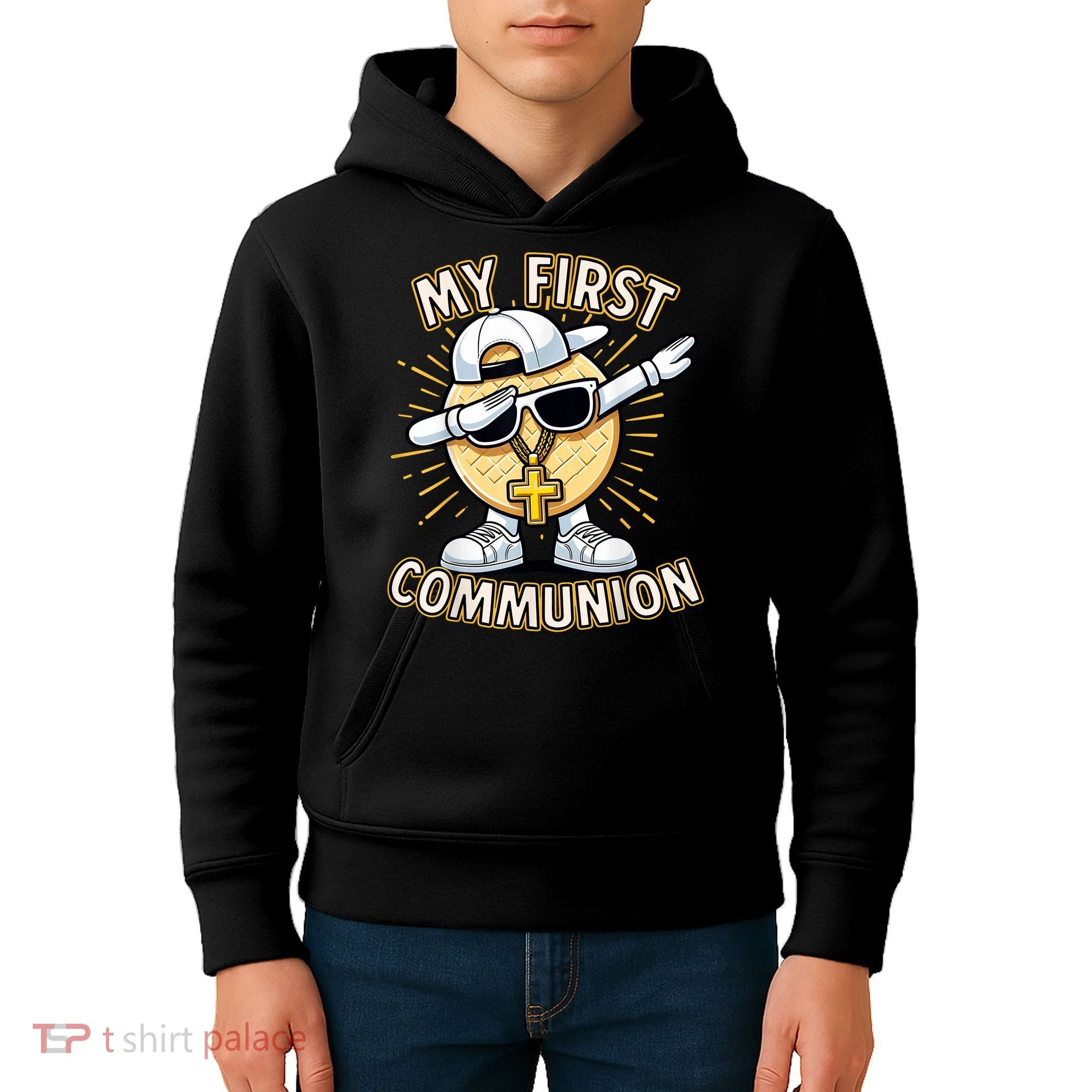 Communion Dabbing Wafer Funny 1st Communion Kids Hoodie