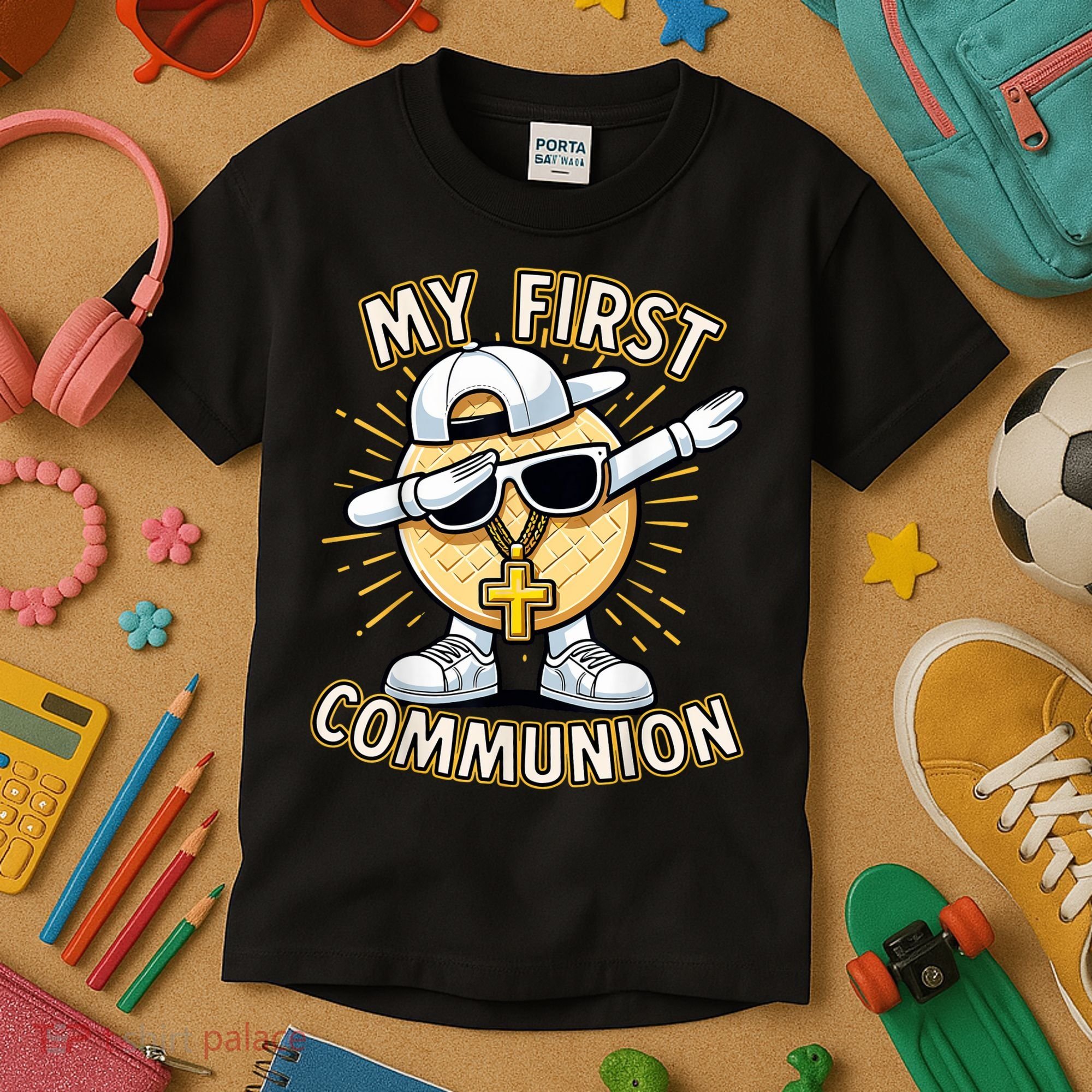 Communion Dabbing Wafer Funny 1st Communion Kids T-Shirt