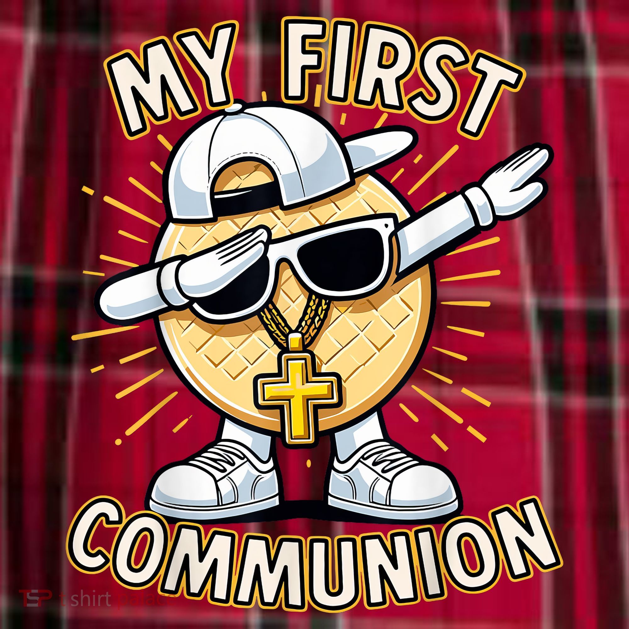 Communion Dabbing Wafer Funny 1st Communion Men's Flannel Plaid Pajama Pants
