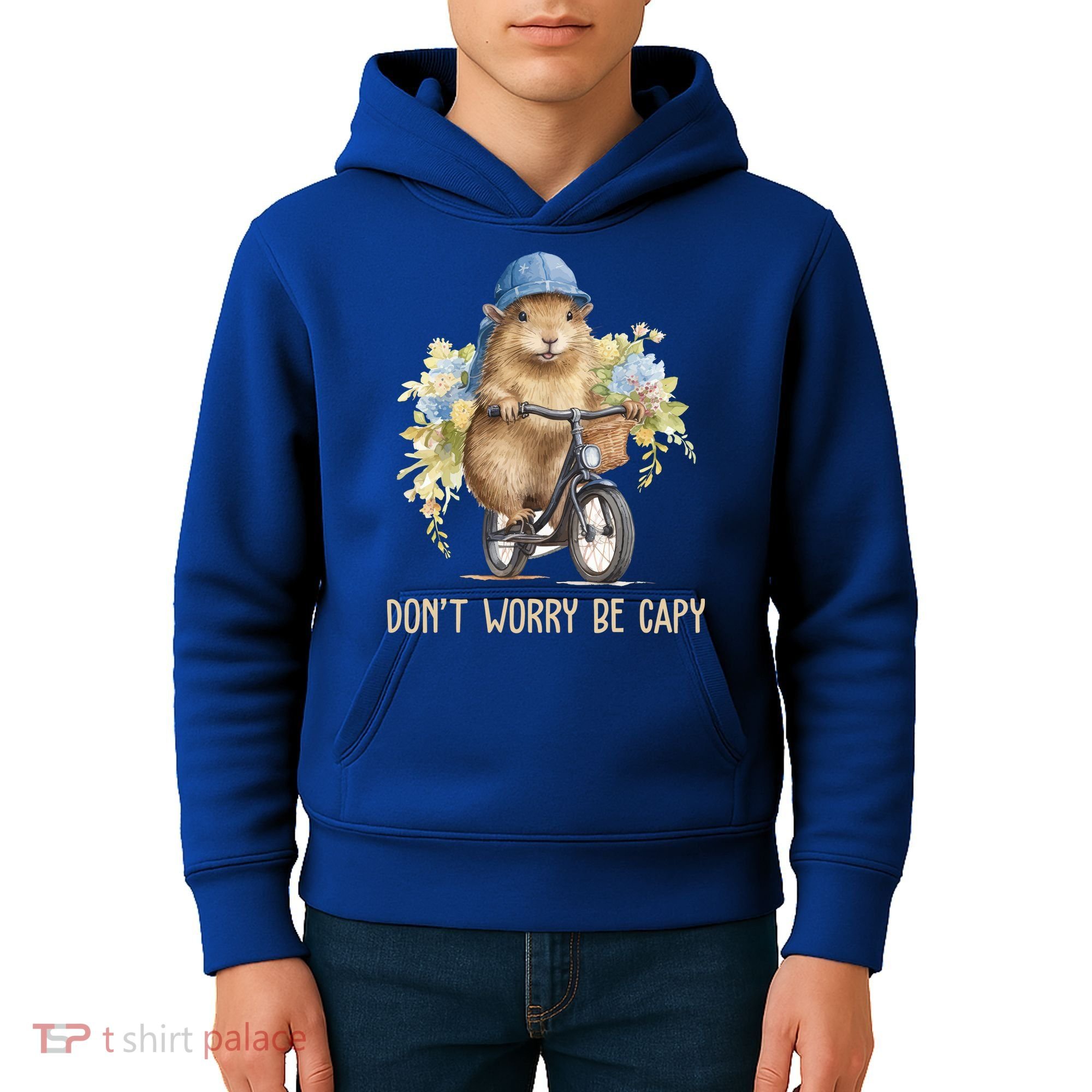Capybara Dont Worry Be Capy Kids Hoodie