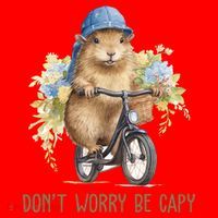 Capybara Dont Worry Be Capy Santa Hat thumb 1