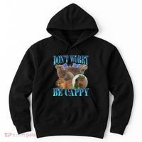 Capybara Dont Worry Be Cappy Funny Animal Capybara Meme Hoodie thumb 0