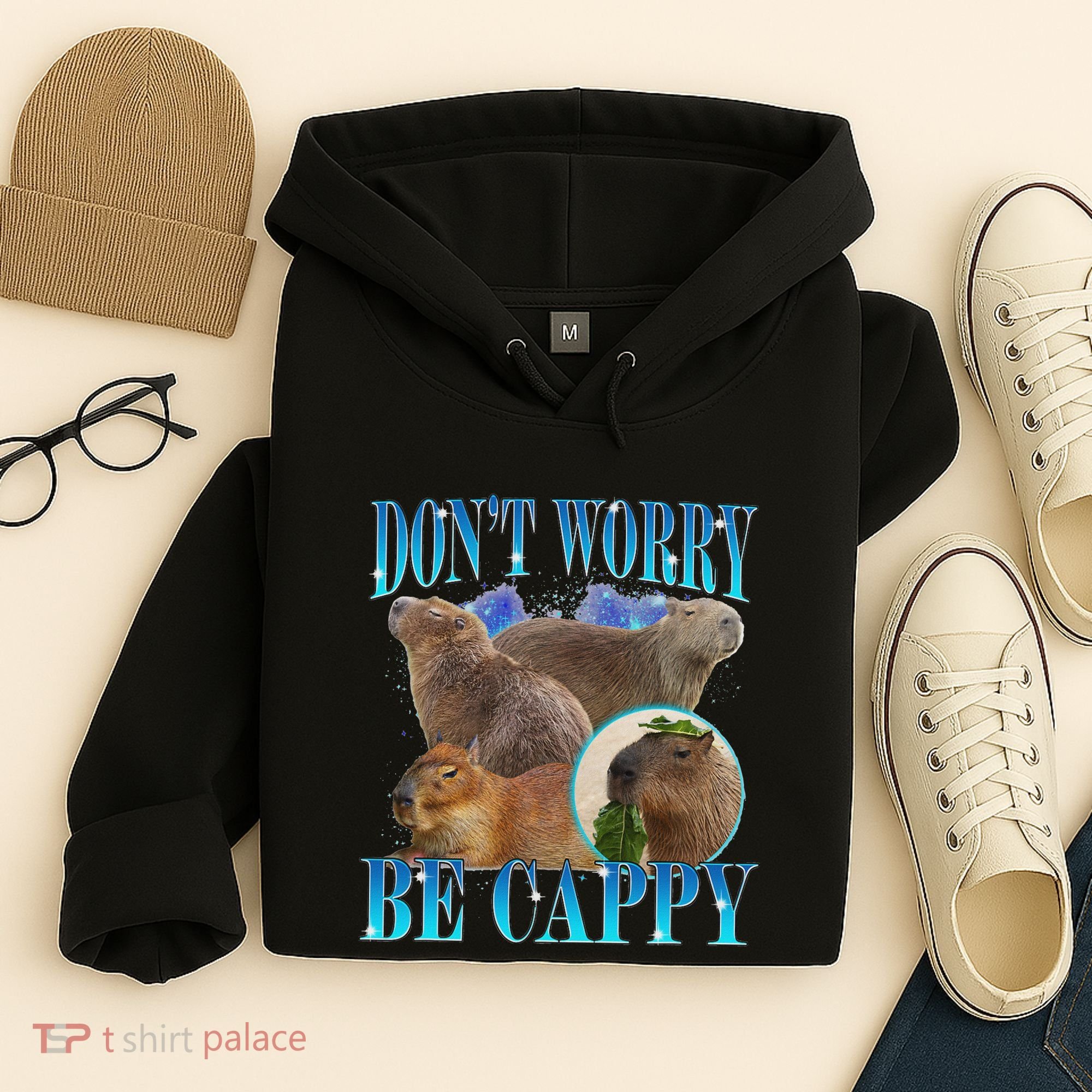Capybara Dont Worry Be Cappy Funny Animal Capybara Meme Hoodie