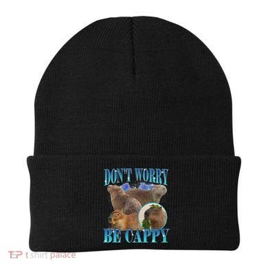 Capybara Dont Worry Be Cappy Funny Animal Capybara Meme Beanie