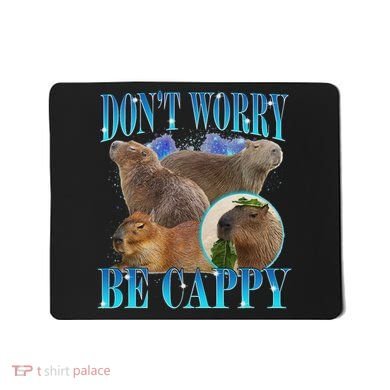 Capybara Dont Worry Be Cappy Funny Animal Capybara Meme Mousepad