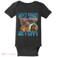 Capybara Dont Worry Be Cappy Funny Animal Capybara Meme Baby Bodysuit thumb 0