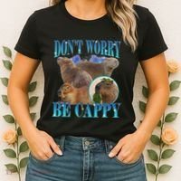 Capybara Dont Worry Be Cappy Funny Animal Capybara Meme Women's T-Shirt thumb 2