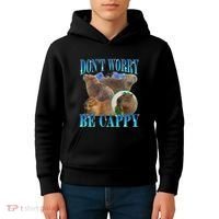 Capybara Dont Worry Be Cappy Funny Animal Capybara Meme Kids Hoodie thumb 4