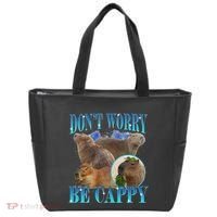 Capybara Dont Worry Be Cappy Funny Animal Capybara Meme Tote Bag thumb 0