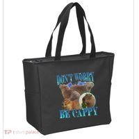 Capybara Dont Worry Be Cappy Funny Animal Capybara Meme Tote Bag thumb 2