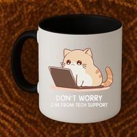 Cat DonT Worry IM From Tech Support Coffee Mug thumb 2