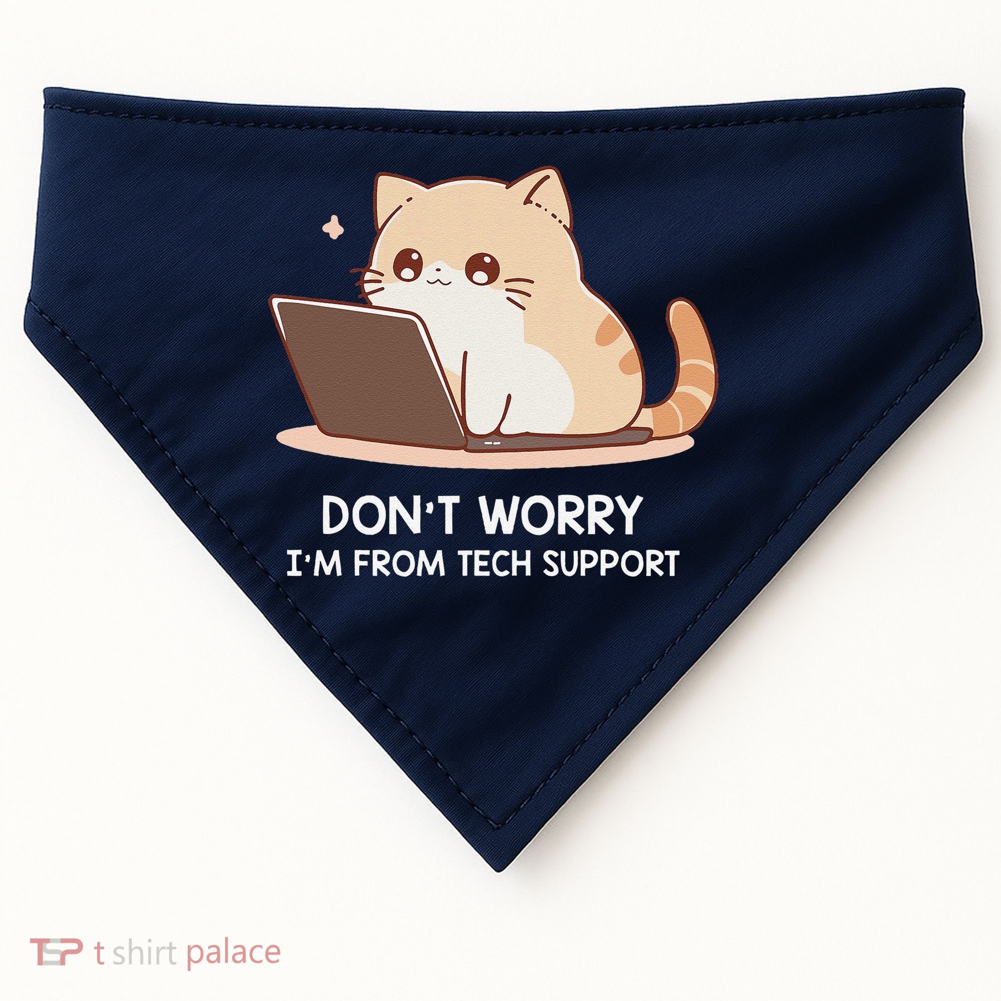 Cat DonT Worry IM From Tech Support USA-Made Doggie Bandana