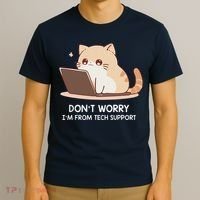 Cat DonT Worry IM From Tech Support T-Shirt thumb 3