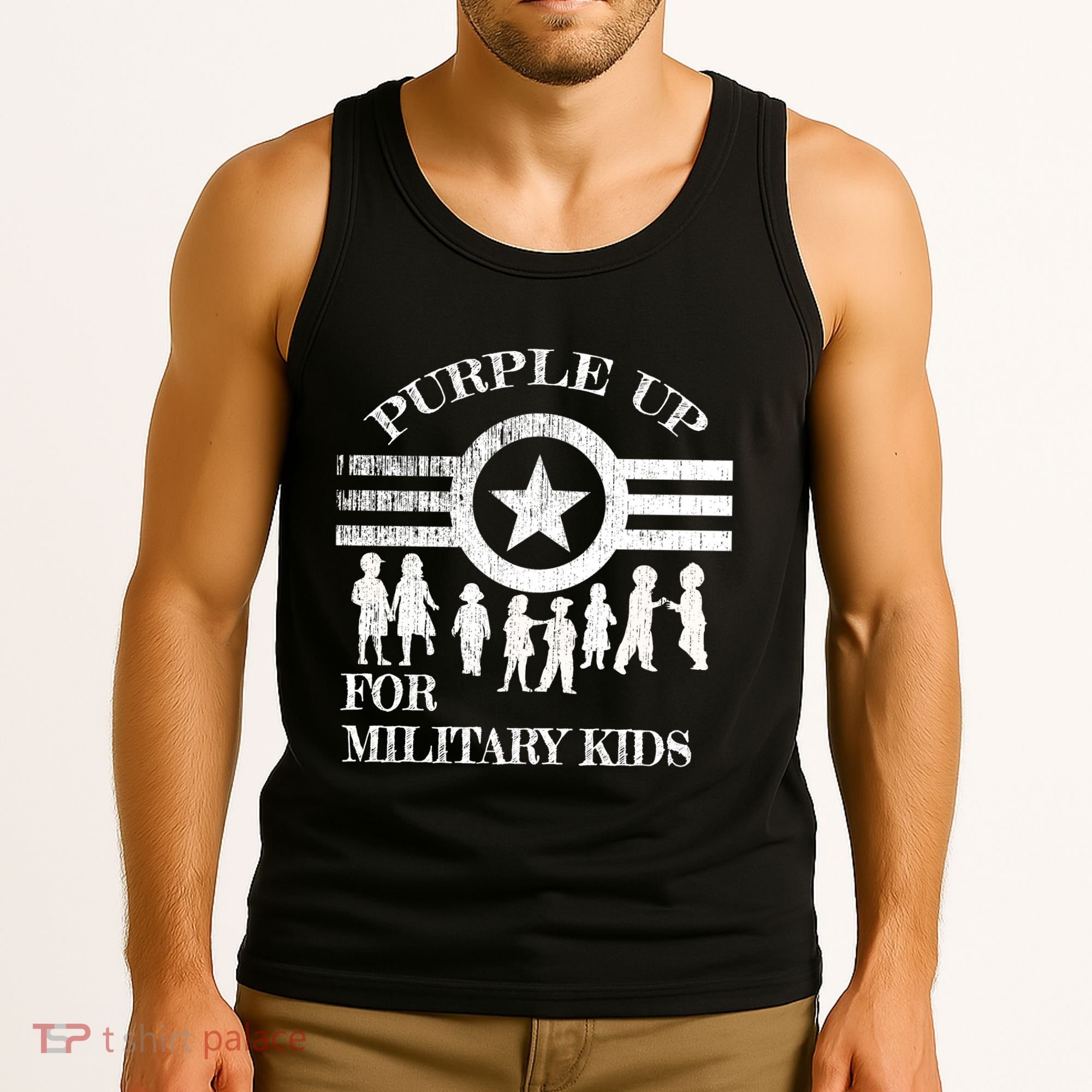 Cool Distressed Wear Purple Military Children Tank Top