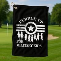 Cool Distressed Wear Purple Military Children Golf Towel thumb 1