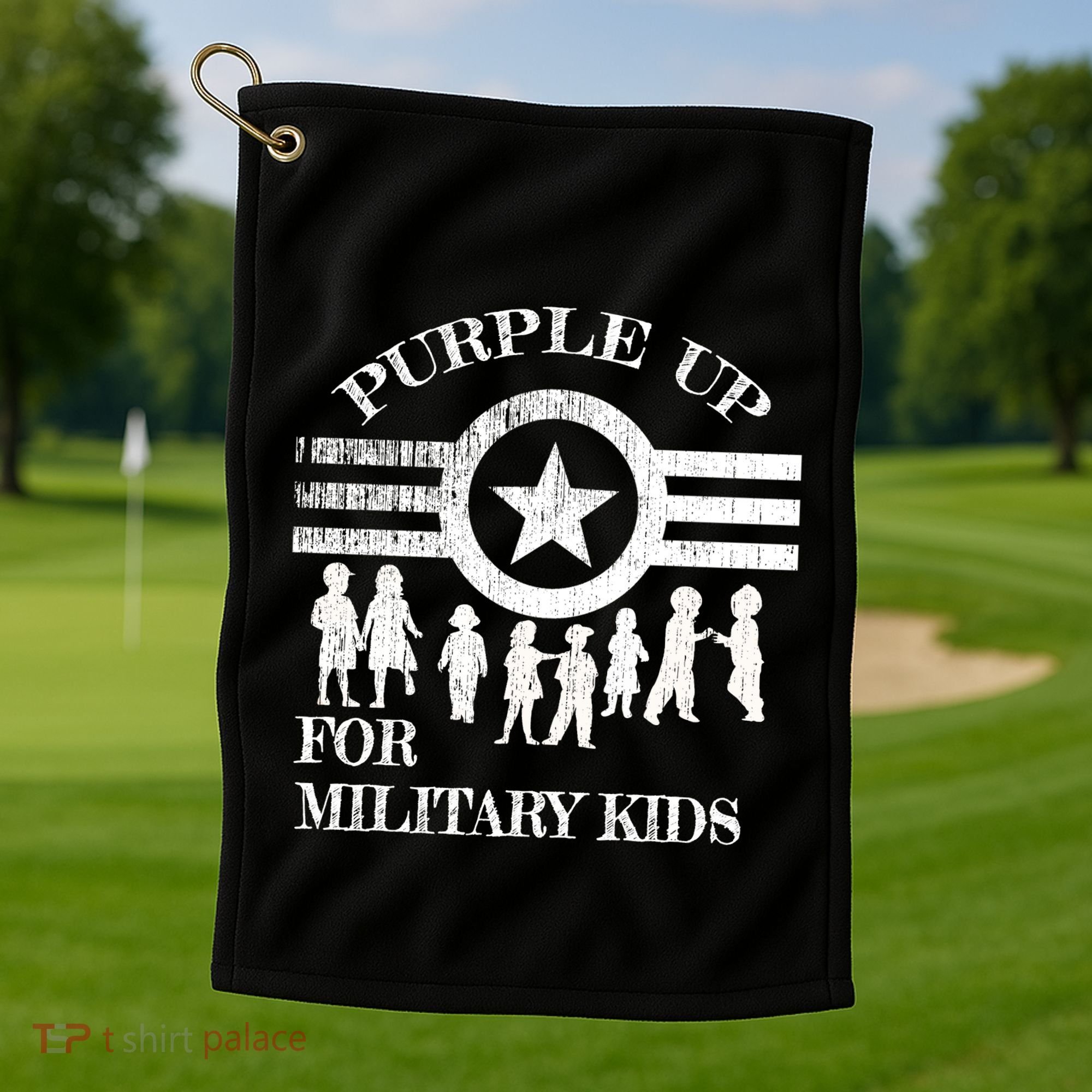 Cool Distressed Wear Purple Military Children Golf Towel