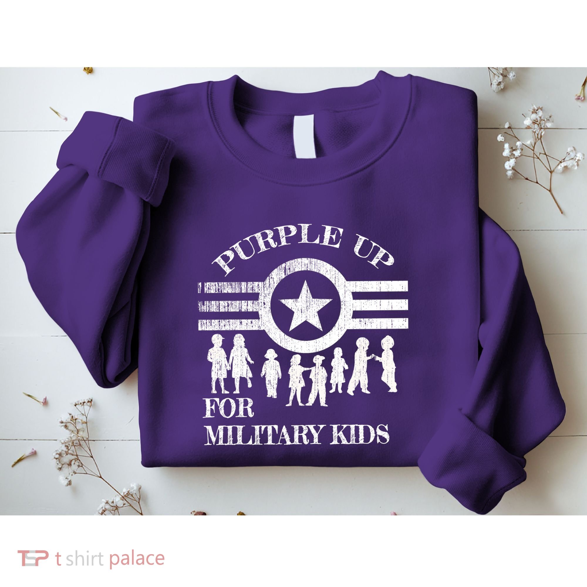 Cool Distressed Wear Purple Military Children Sweatshirt