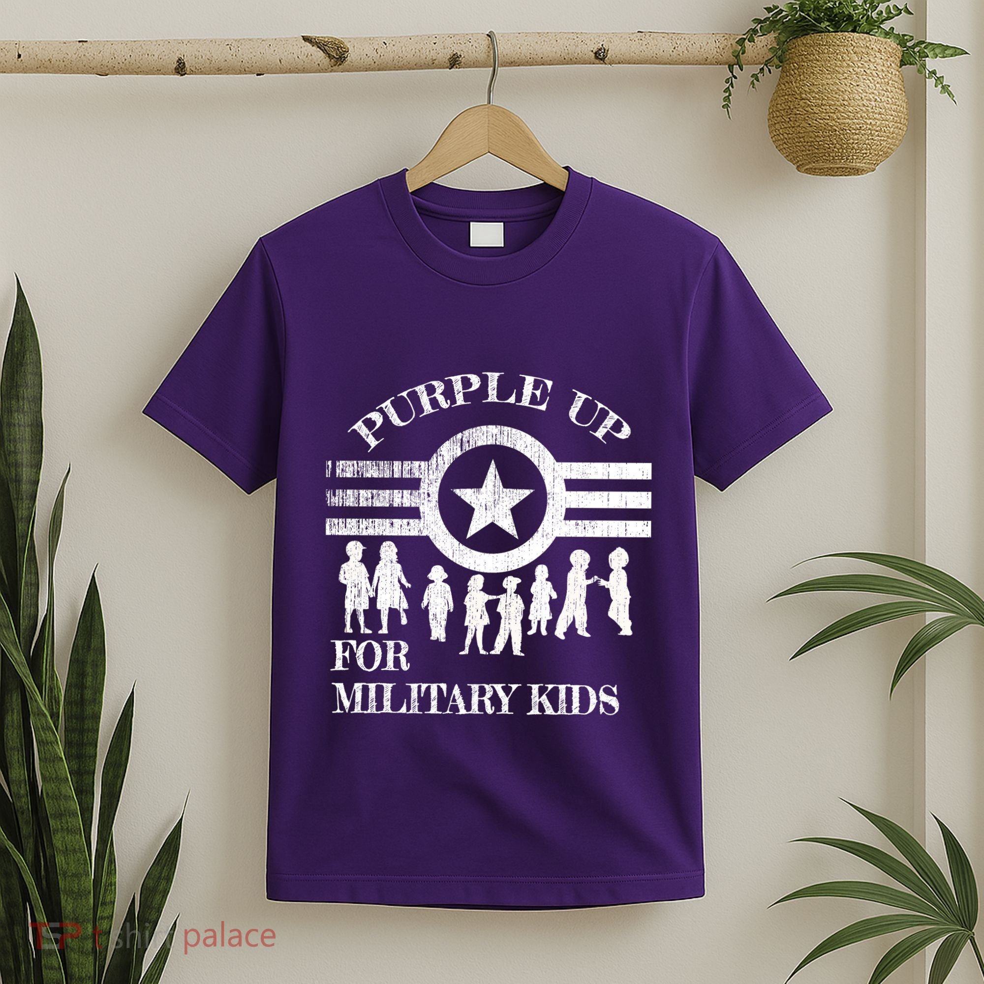 Cool Distressed Wear Purple Military Children T-Shirt