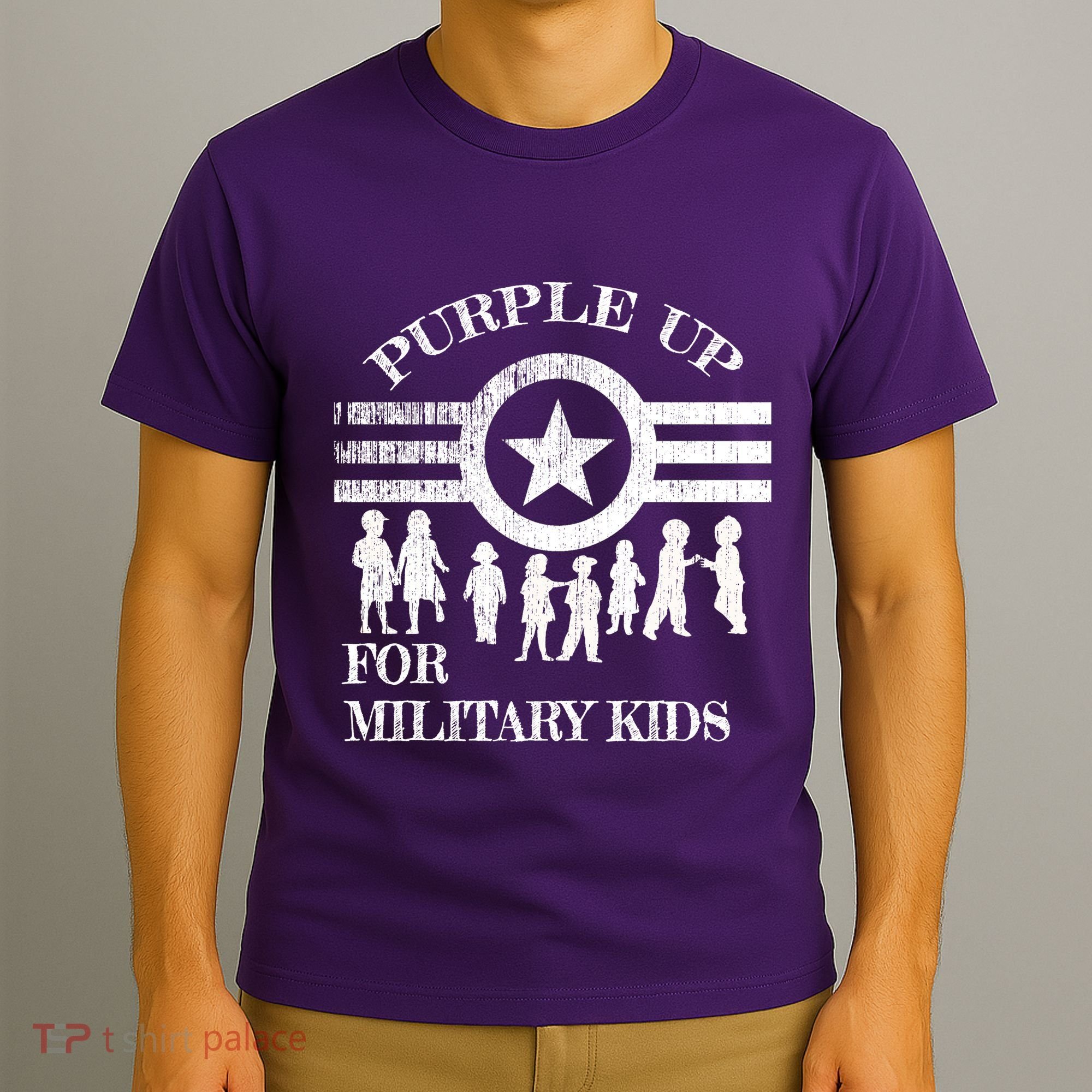 Cool Distressed Wear Purple Military Children T-Shirt