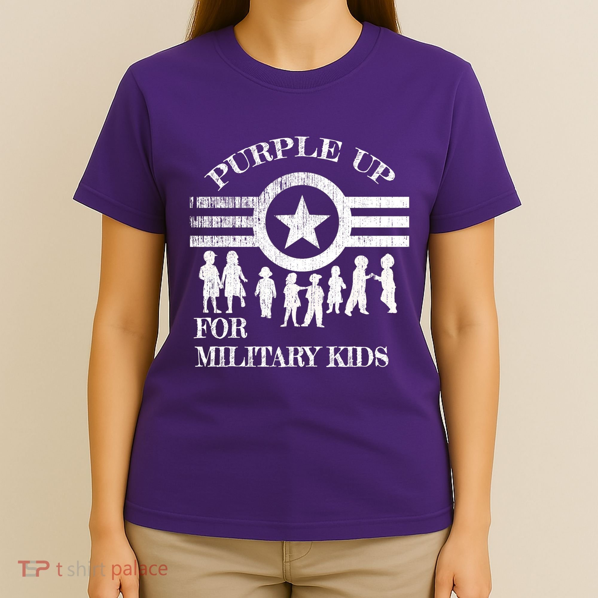 Cool Distressed Wear Purple Military Children T-Shirt