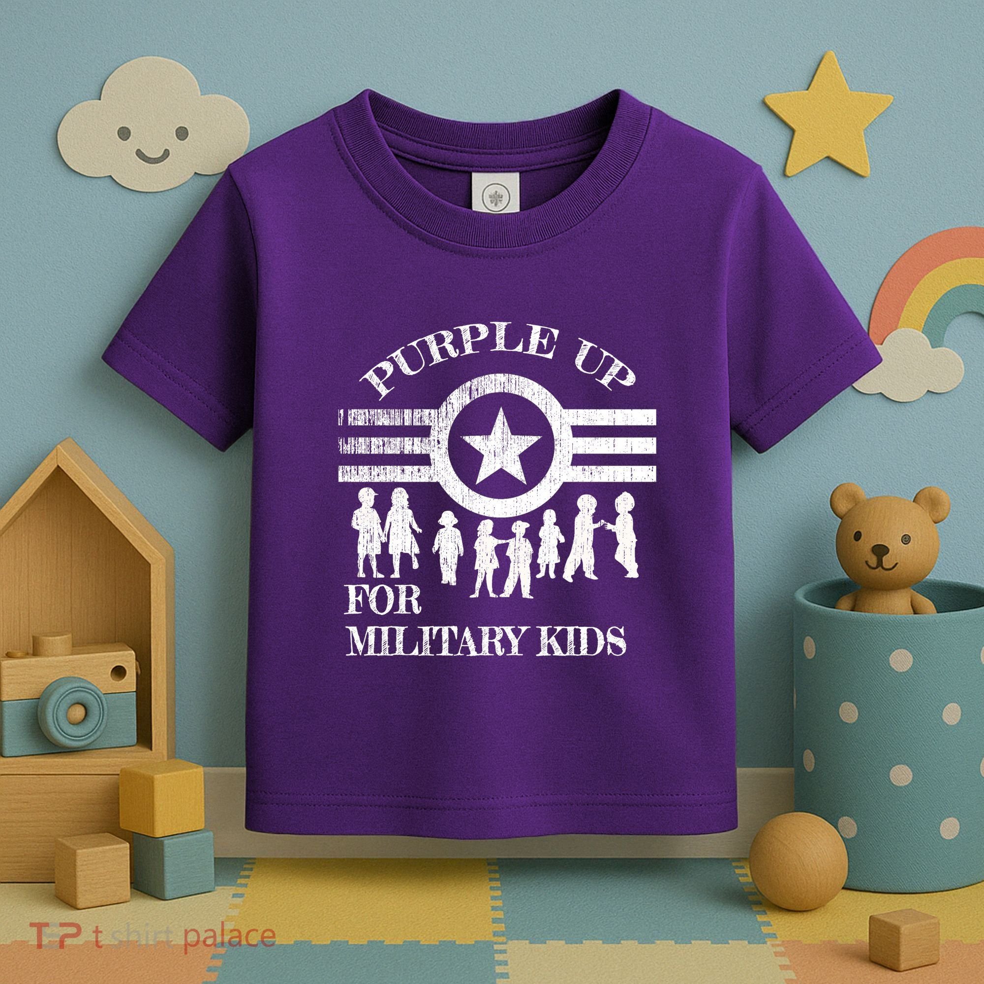 Cool Distressed Wear Purple Military Children Toddler T-Shirt
