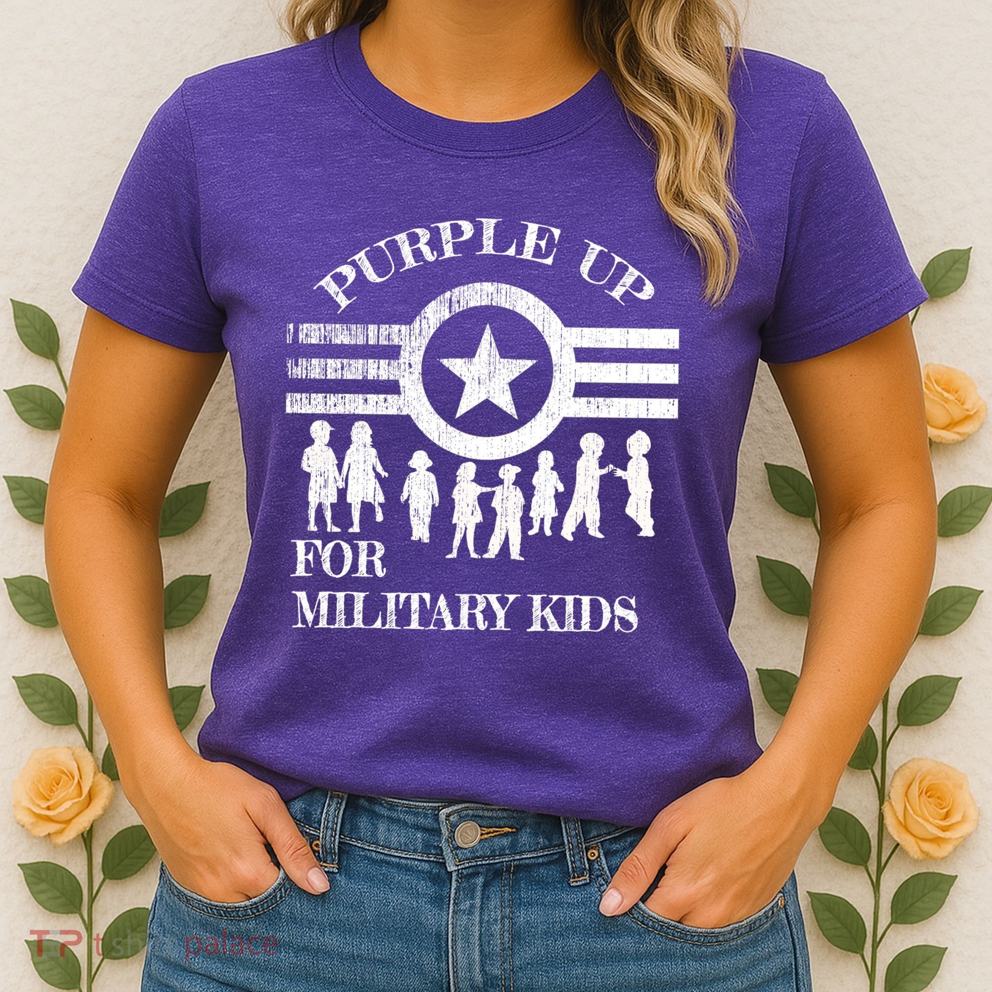 Cool Distressed Wear Purple Military Children Women's T-Shirt