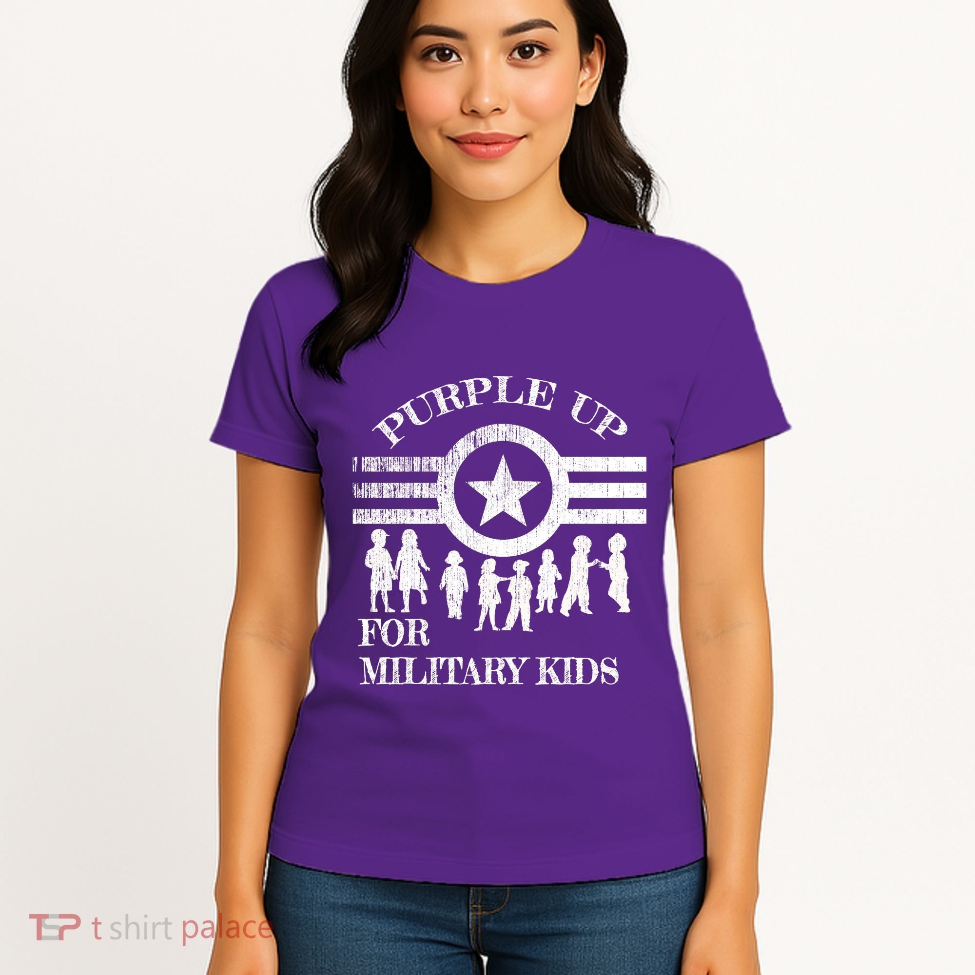 Cool Distressed Wear Purple Military Children Women's T-Shirt