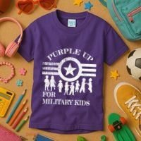 Cool Distressed Wear Purple Military Children Kids T-Shirt thumb 3