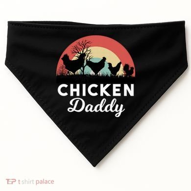 Chicken Daddy With Retro Sunset, Funny Chicken Lover, Farmer USA-Made Doggie Bandana