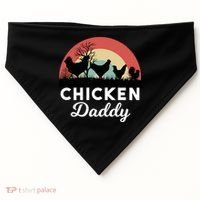 Chicken Daddy With Retro Sunset, Funny Chicken Lover, Farmer USA-Made Doggie Bandana thumb 0