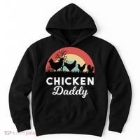 Chicken Daddy With Retro Sunset, Funny Chicken Lover, Farmer Hoodie thumb 0
