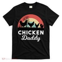 Chicken Daddy With Retro Sunset, Funny Chicken Lover, Farmer T-Shirt thumb 0