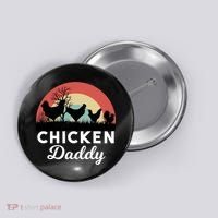 Chicken Daddy With Retro Sunset, Funny Chicken Lover, Farmer Button thumb 0