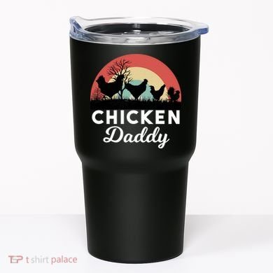 Chicken Daddy With Retro Sunset, Funny Chicken Lover, Farmer Tumbler