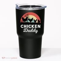 Chicken Daddy With Retro Sunset, Funny Chicken Lover, Farmer Tumbler thumb 0