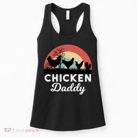 Chicken Daddy With Retro Sunset, Funny Chicken Lover, Farmer Women's Tank Top thumb 0