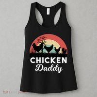 Chicken Daddy With Retro Sunset, Funny Chicken Lover, Farmer Women's Tank Top thumb 3